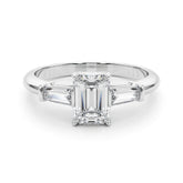 3 Stone Ring Emerald Center Taper Baquette Sides - TN85336